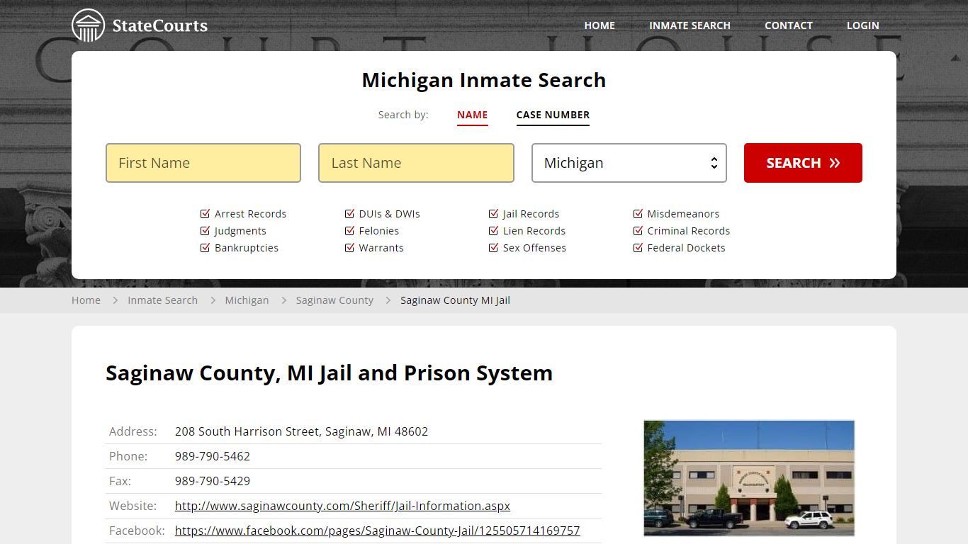 Saginaw County MI Jail Inmate Records Search, Michigan - StateCourts